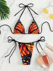 Lace Up Butterfly Bikini Set