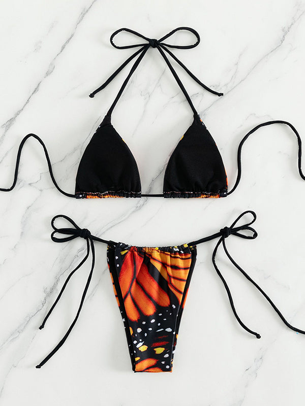 Lace Up Butterfly Bikini Set