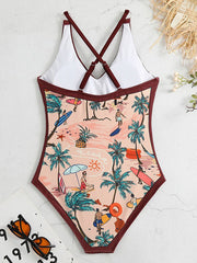 Hawaiian Cross Back One Piece Swimsuit