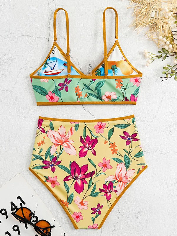 Reversible Floral Print Bikini Set