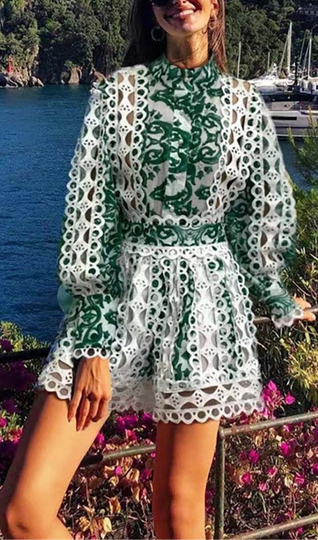 FLORAL PRINTED LONG SLEEVE MIDI DRESS