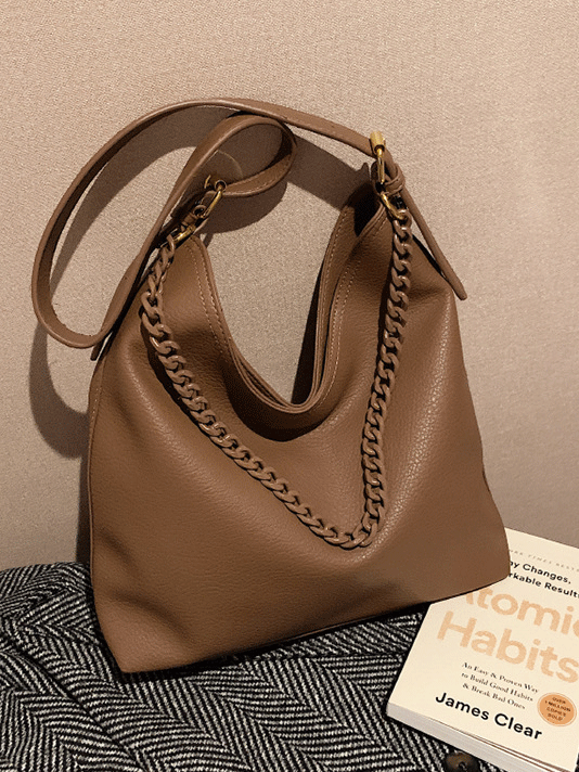 PU Solid Shoulder Bag