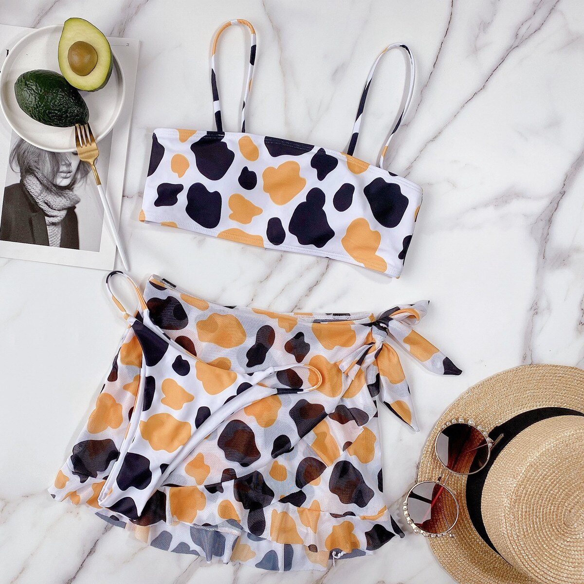 3 Pieces Print Bikini Set