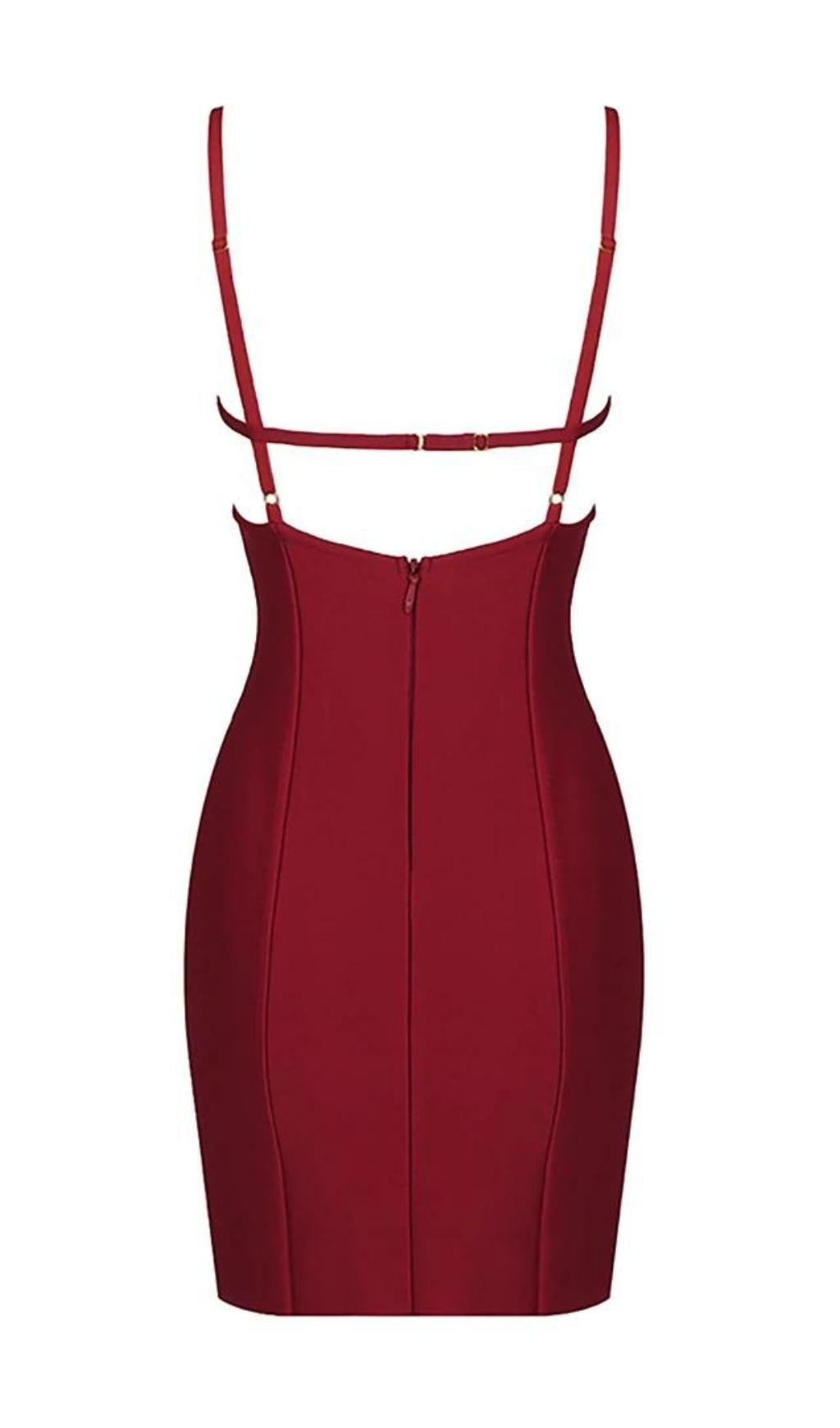 HOLLOW OUT MINI BANDAGE DRESS IN BIACK