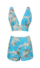 JACQUARD TWO PIECE SET IN BLUE