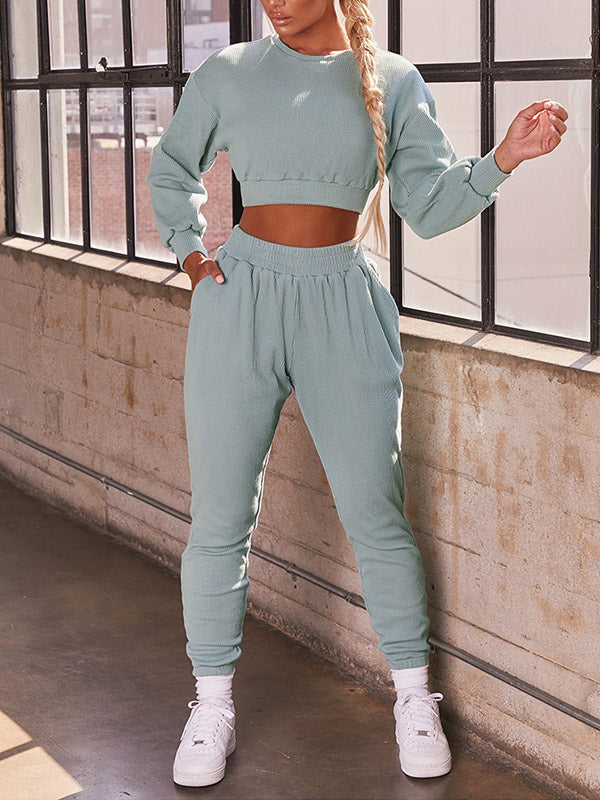 Solid Sweatshirt & Joggers Lounge Set