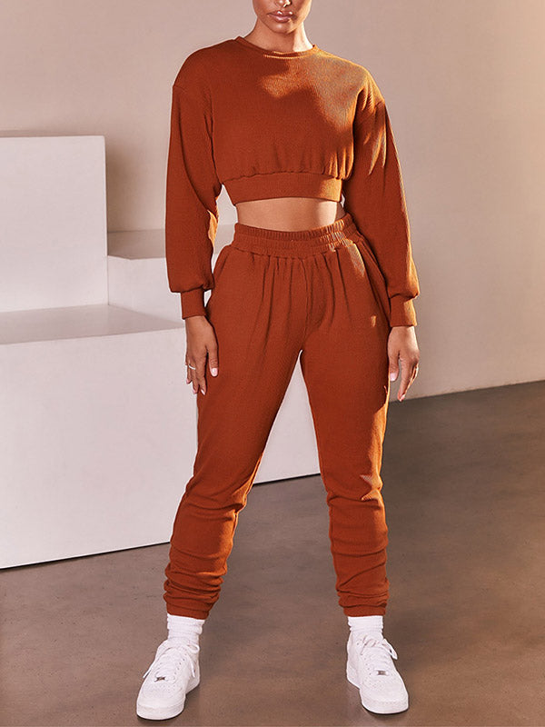 Solid Sweatshirt & Joggers Lounge Set