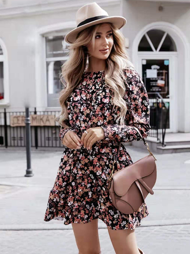 Floral Print Mini Boho Dress