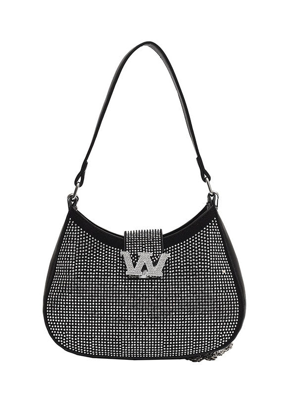 Rhinestone Saddle Shoulder Bag