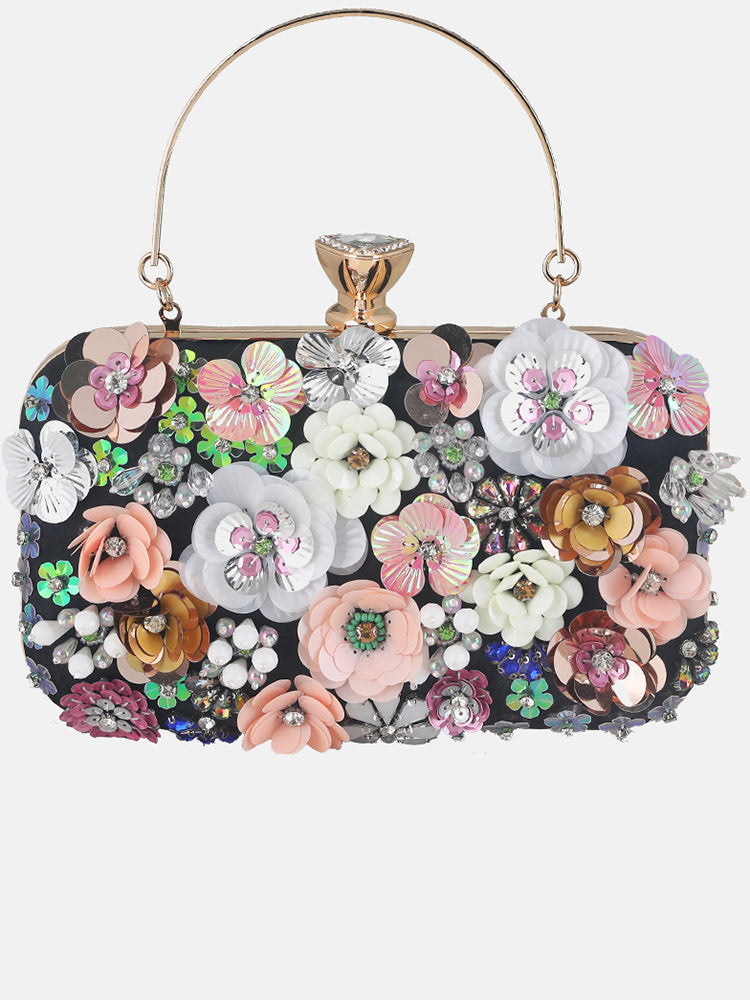 Rhinestones Pearl Floral Bag