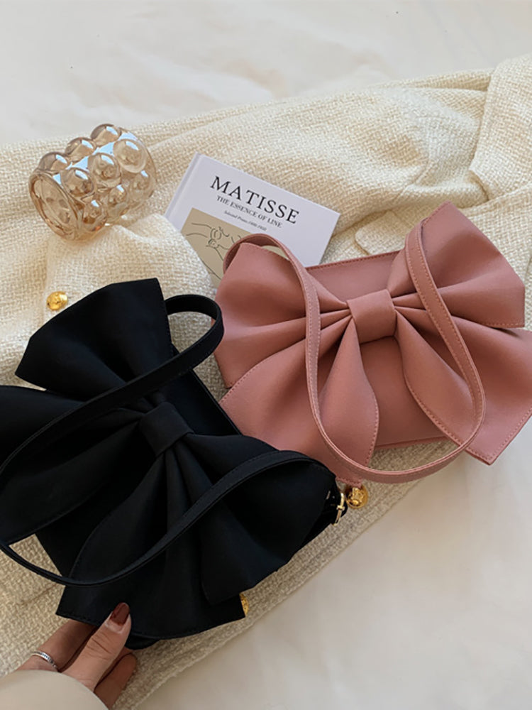 Bow Decor Zipper Square Bag