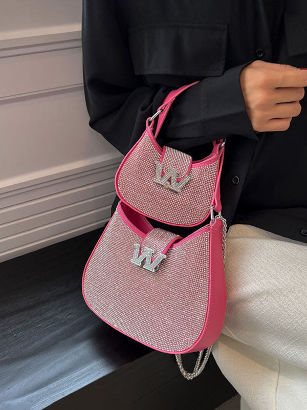 Rhinestone Saddle Shoulder Bag