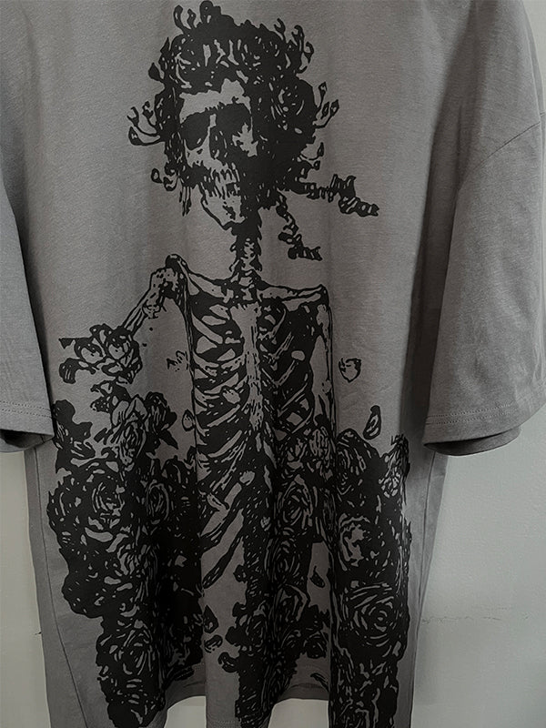 Men's Rose Skull Print Tee