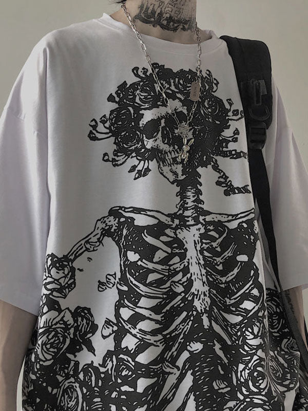 Men's Rose Skull Print Tee