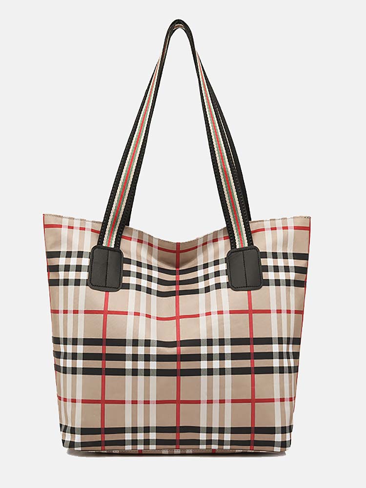 Plaid Large Capacity Tote