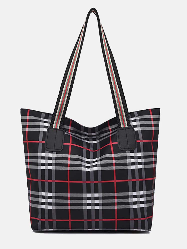 Plaid Large Capacity Tote