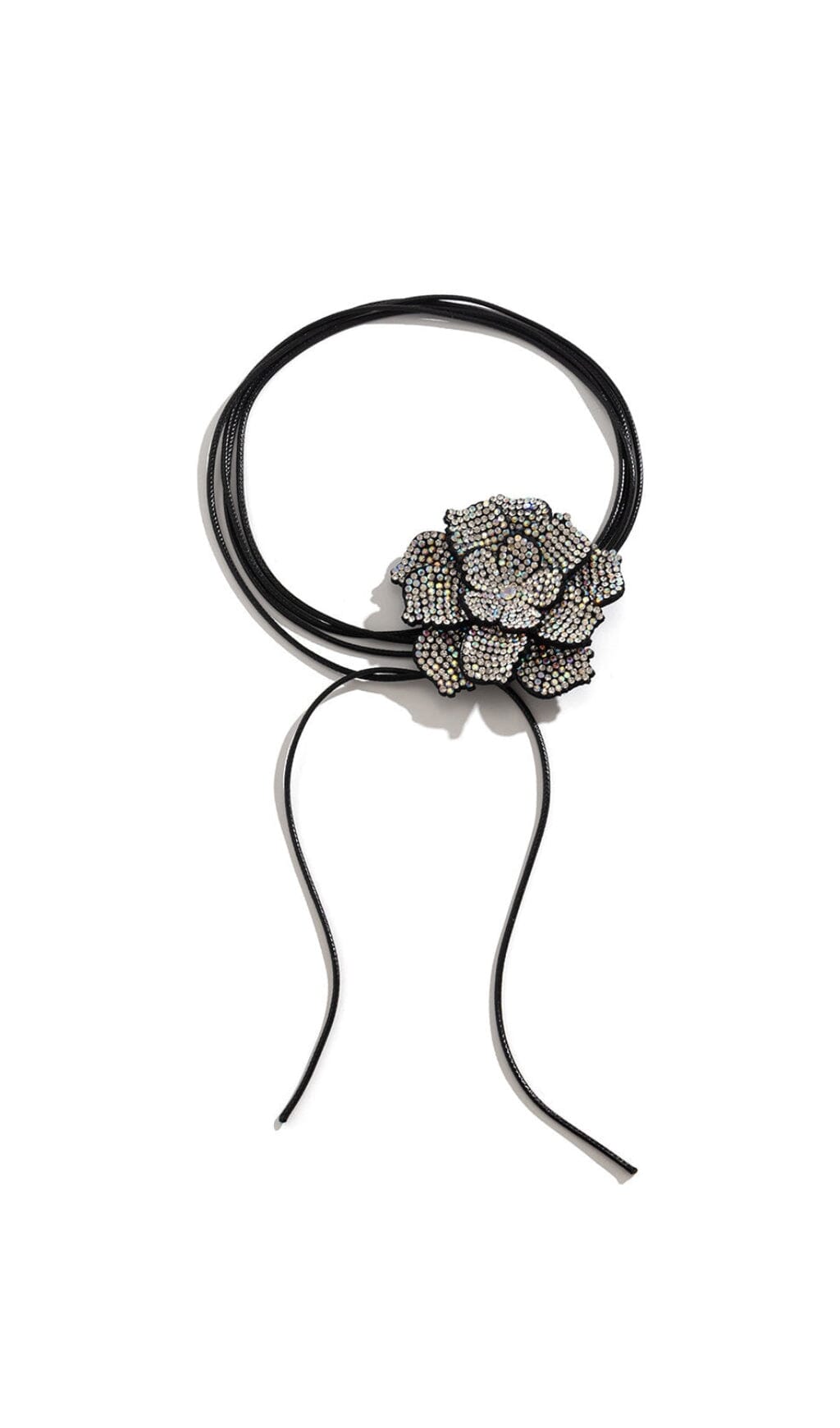 BLACK CRYSTAL FLOWER CHOKER