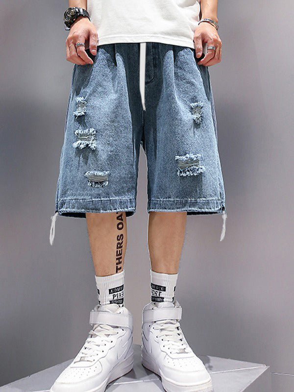 Men's Wash Distressed Skate Denim Shorts