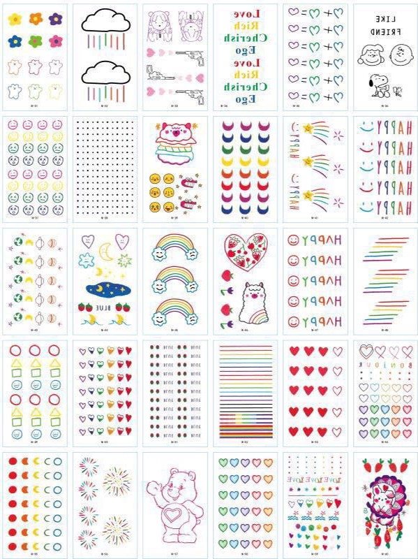 30sheets Mixed Cartoon Pattern Tattoo Sticker