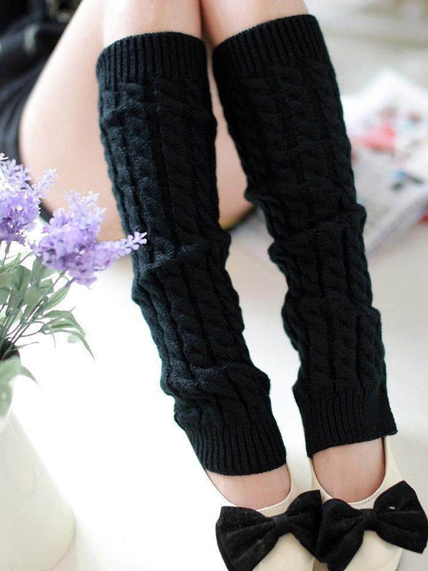 Solid Color Cable Knit Leg Warmer