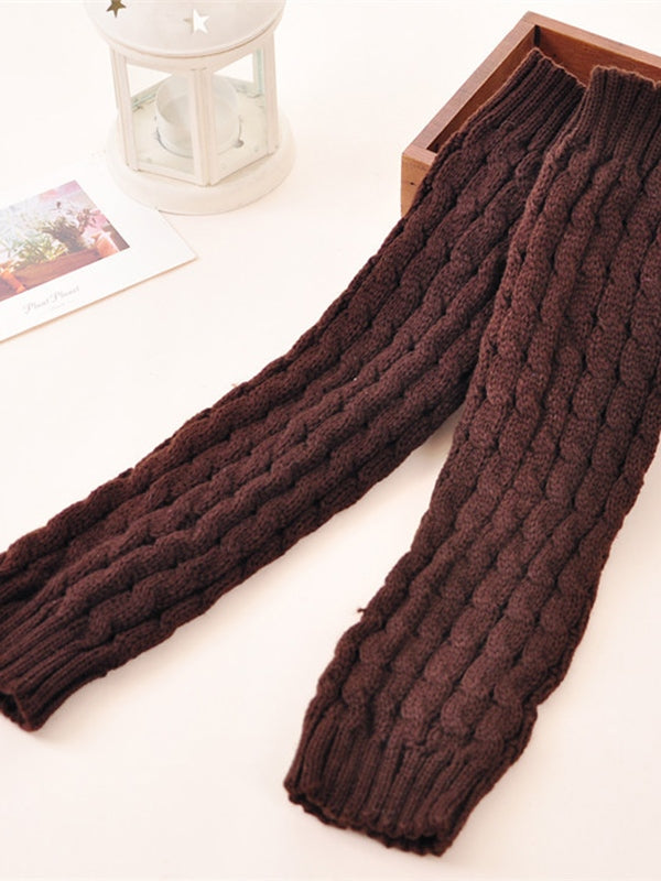 Solid Color Cable Knit Leg Warmer