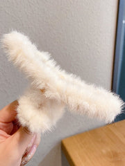 Solid Color Fuzzy Hair Claw Clip