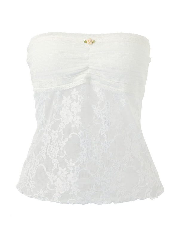 Lace Stitching Bandeau Top