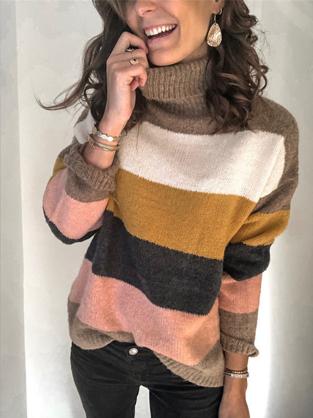 Acrylic Sweater Fashion high neck women warm sweaters