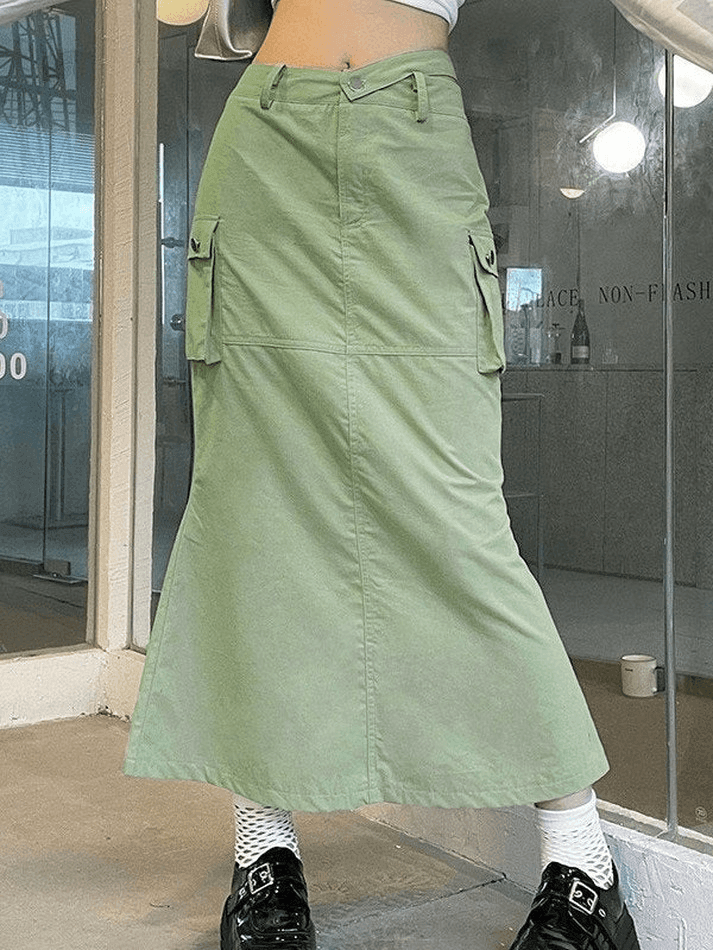 Back Split Mermaid Long Cargo Skirt