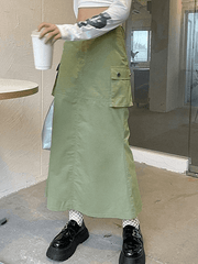 Back Split Mermaid Long Cargo Skirt