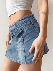 Blue Denim Cargo Mini Skirt