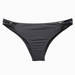 Crisscross Strappy Side Scrunch Bikini Bottom - Black