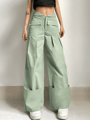 Cuffed Pleat Baggy Cargo Pants