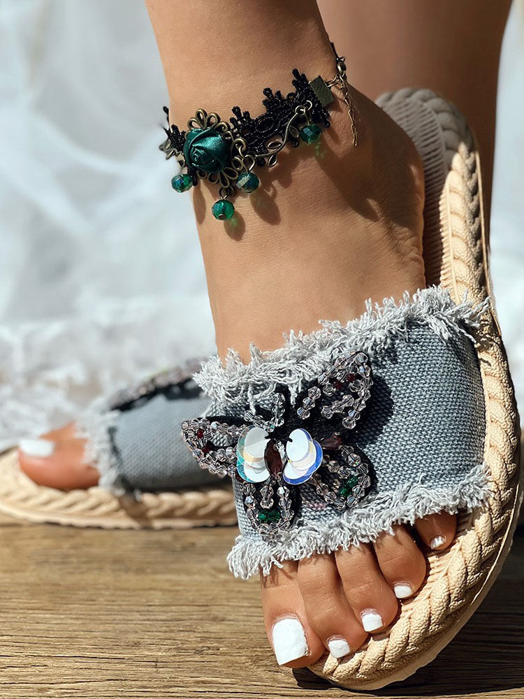 Denim Strap Beach Sandals