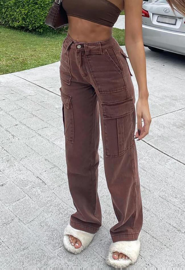 High Waist Plain Straight Leg Jeans