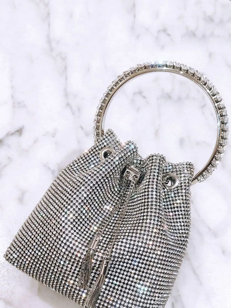 Rhinestone Decor Bucket Bag