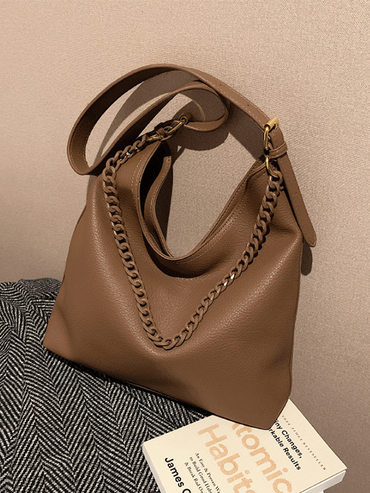 PU Solid Shoulder Bag