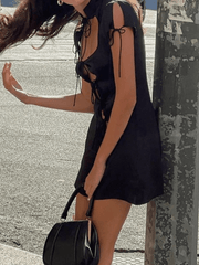 Lace Up Cutout Bodycon Mini Dress