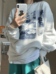 Landscape Print Crew Sweatshirt