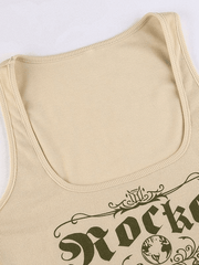 Logo Print Cropped Tank Top