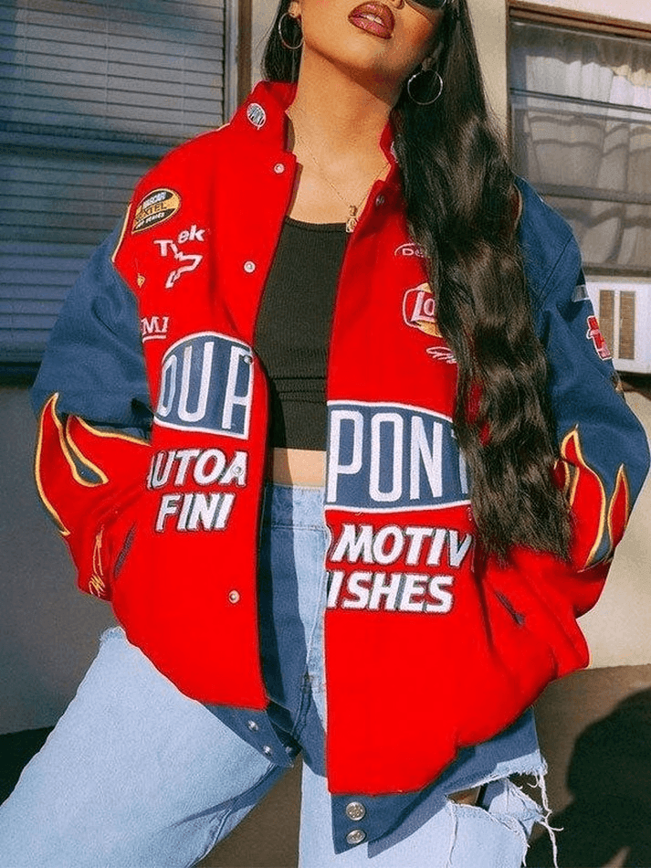 Logo Print Moto Varsity Jacket