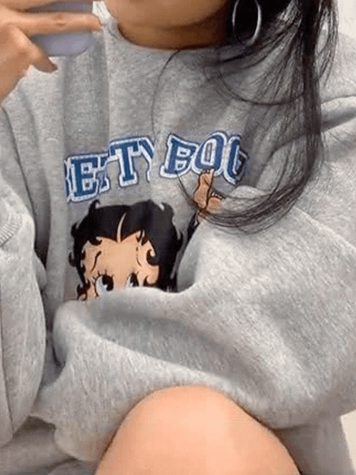 Long Sleeve Cartoon Graphic Sweatshirt