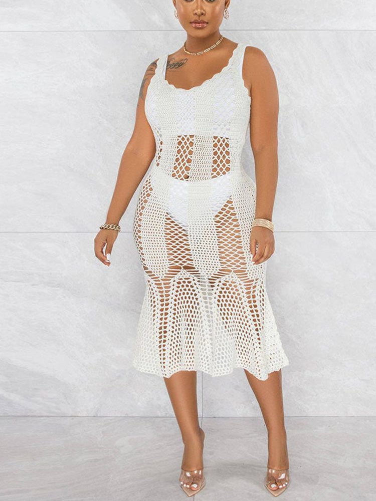 Hollow Cover-Up Crochet Beach Dress