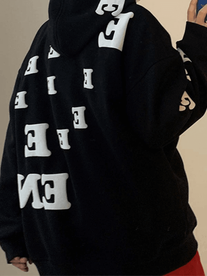 Men's Alphabet Graphic Pullover Hoodie