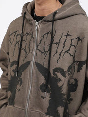 Men's Cherub Print Zipper Hoodie