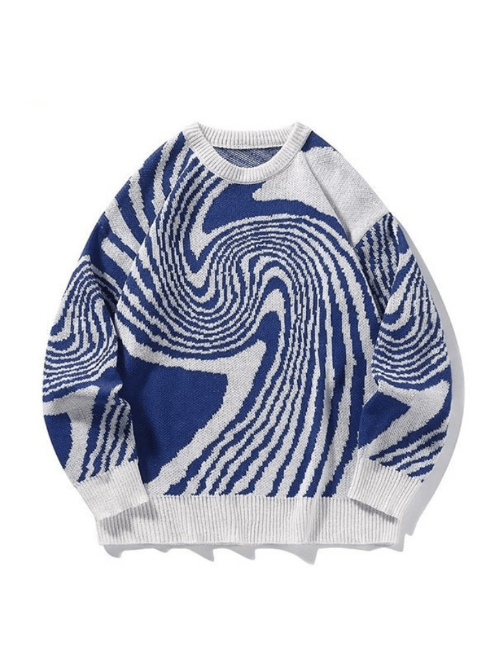 Men's Crew Neck Jacquard Knit Sweater