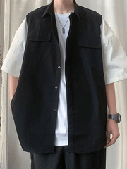 Men's Patchwork Pocket Buttoned Shirt