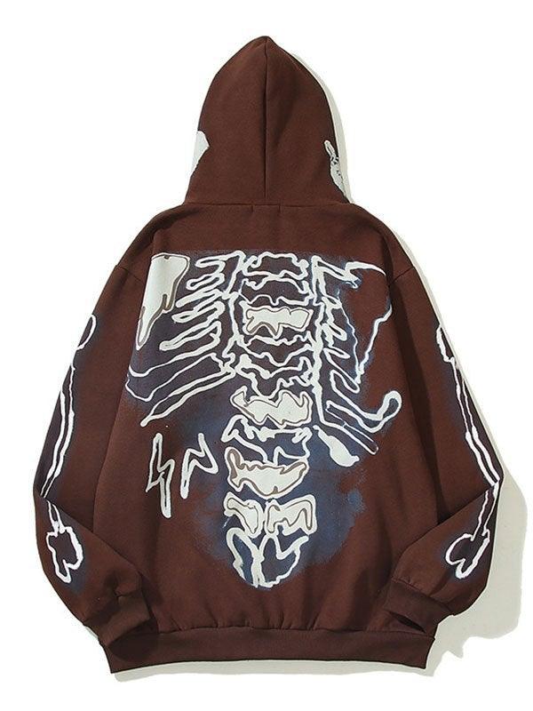 Men's Skull Bones Pattern Zip Hoodie