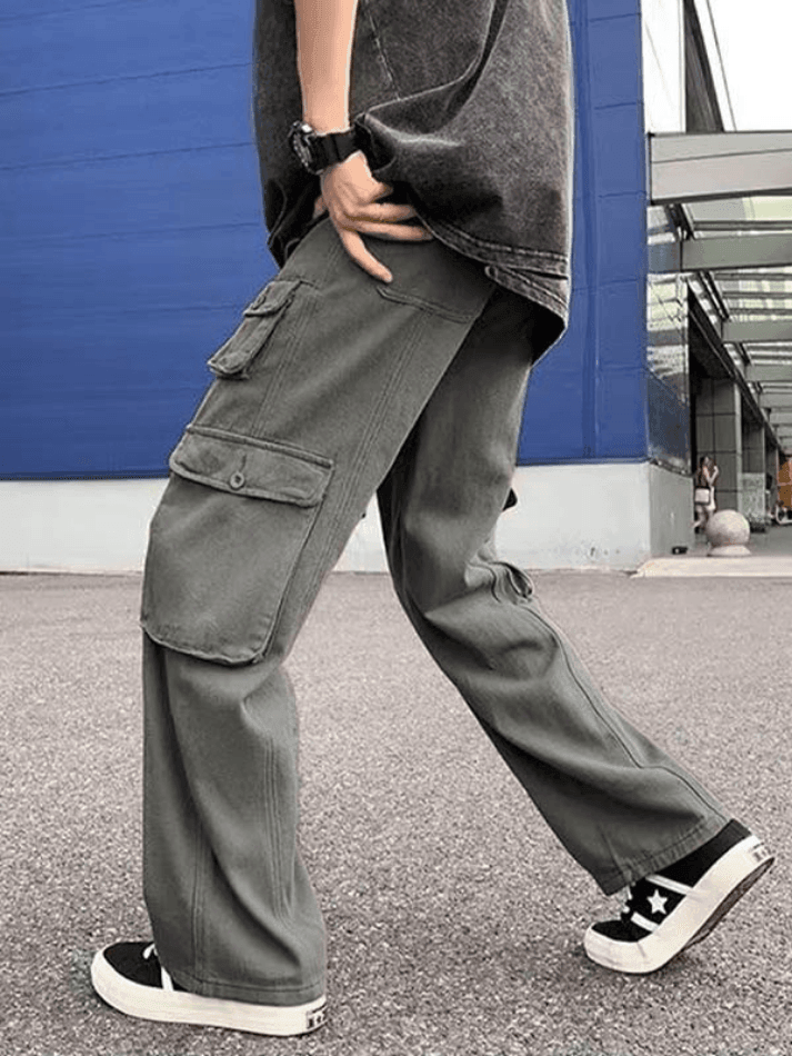 Men's Strap Detail Pocket Loose Cargo Pants