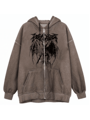 Skeleton Print Zipper Hoodie